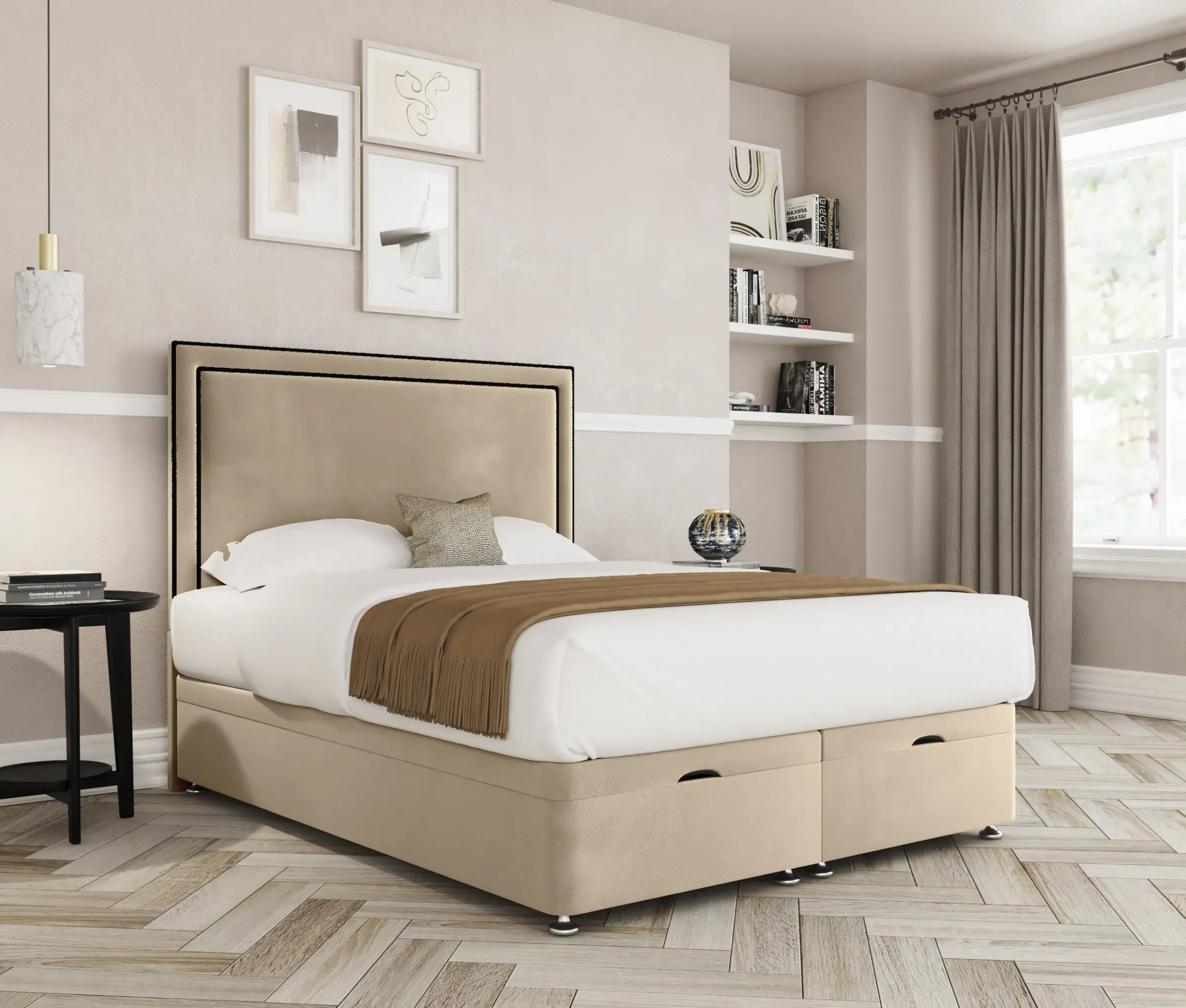 a bed in a room