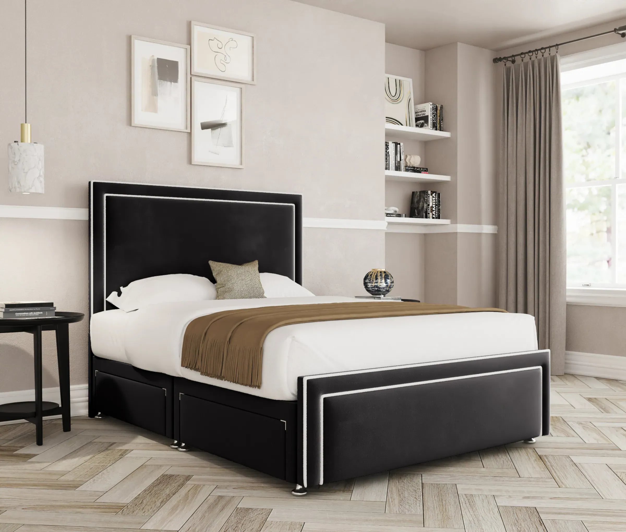 a bed in a room