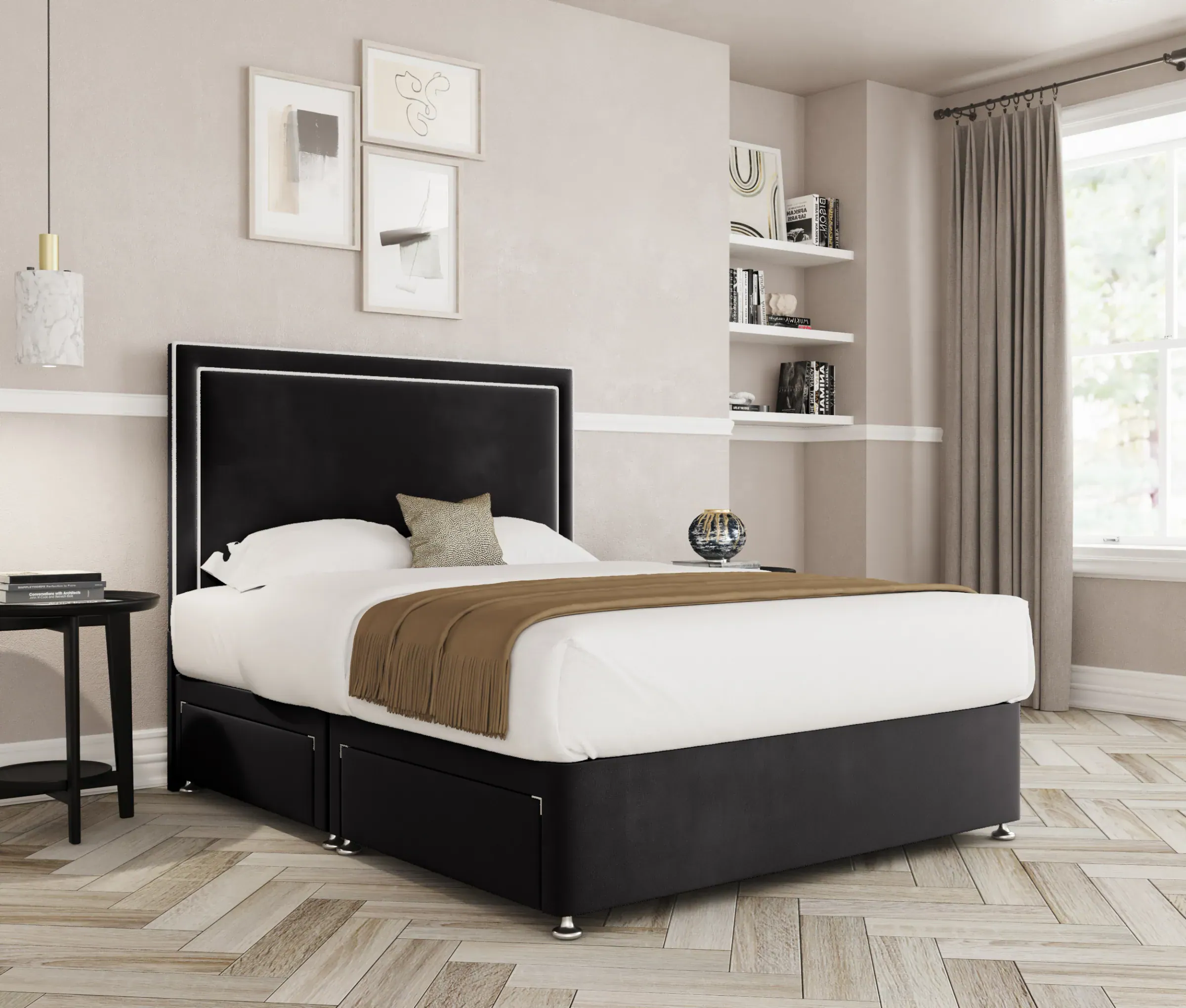 a bed in a room